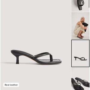 Sheep leather thong heels - BLACK